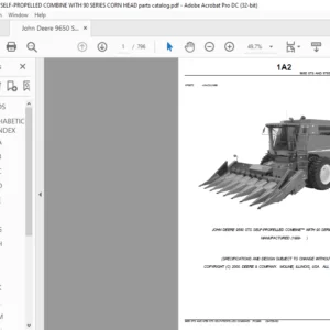 John Deere 9650 STS SELF-PROPELLED COMBINE WITH 90 SERIES CORN HEAD Parts Catalog Manual