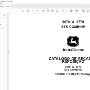 John Deere 9670 & 9770 STS COMBINE CATÁLOGO DE PEÇAS DE REPOSIÇÃO - PDF DOWNLOAD