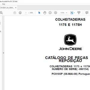 Catálogo de Peças John Deere Colheitadeiras 1175 e 1175H PDF
