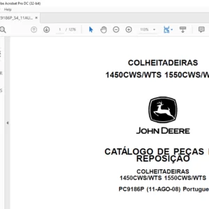 John Deere COLHEITADEIRAS 1450CWS WTS 1550CWS WTS CATÁLOGO DE PEÇAS DE REPOSIÇÃO - PDF DOWNLOAD (Portuguese)