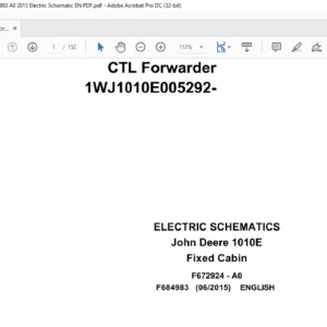 John Deere CTL Forwarder 1010E Fixed Cabin Electric Schematic Manual - PDF DOWNLOAD
