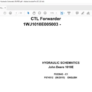 John Deere CTL Forwarder 1010E Hydraulic Schematic Manual - PDF DOWNLOAD
