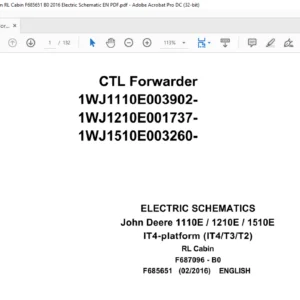 John Deere CTL Forwarder 1110E / 1210E / 1510E IT 4-platform (IT 4/T3/T2) RL Cabin Electric Schematic Manual - PDF DOWNLOAD