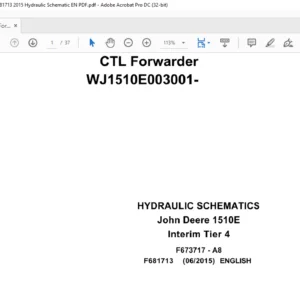 John Deere CTL Forwarder 1510 E Interim Tier 4 Hydraulic Schematic Manual - PDF DOWNLOAD