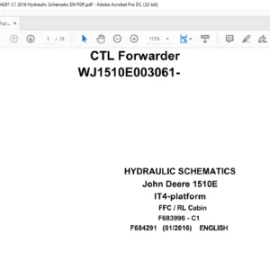John Deere CTL Forwarder 1510E IT4-platform Hydraulic Schematic Manual - PDF DOWNLOAD