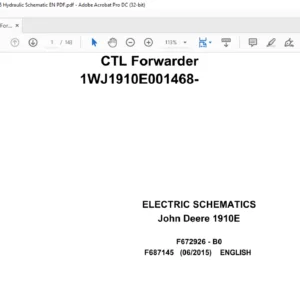 John Deere CTL Forwarder 1910E Electric Schematic Manual - PDF DOWNLOAD