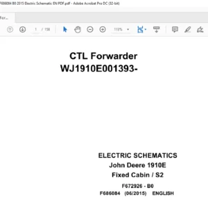 John Deere CTL Forwarder 1910E Fixed Cabin/ S2  Electric Schematic Manual - PDF DOWNLOAD