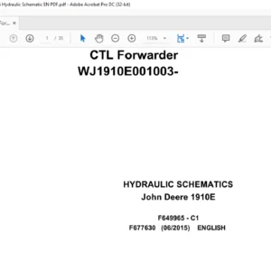John Deere CTL Forwarder 1910E Hydraulic Schematic Manual - PDF DOWNLOAD