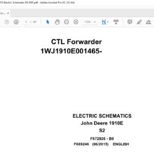 John Deere CTL Forwarder 1910E S2  Electric Schematic Manual - PDF DOWNLOAD