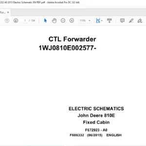 John Deere CTL Forwarder 810E Fixed Cabin Electric Schematic Manual - PDF DOWNLOAD