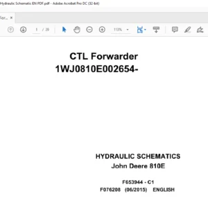 John Deere CTL Forwarder 810E Hydraulic Schematic Manual - PDF DOWNLOAD