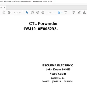 John Deere CTL Forwareder 1010E Fixed Cabin F685001 A0 2015 Electric Schematic Spanish PDF