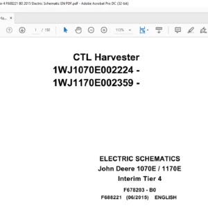 John Deere CTL Harvester 1070E / 1170E Interim Tier 4  Electric Schematic Manual - PDF DOWNLOAD