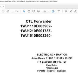 John Deere CTL Harvester 1110E / 1210E / 1510E IT 4-platform (IT 4/T3/T2) Fixed Cabin Electric Schematic Manual - PDF DOWNLOAD