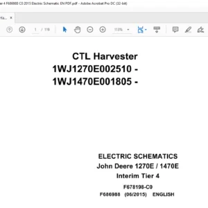 John Deere CTL Harvester 1270E / 1470E Interim Tier 4 Electric Schematic Manual - PDF DOWNLOAD