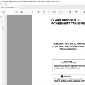 John Deere Clark HRS33000 LD Powershift Transmission ctm365 EN Technical Manual PDF