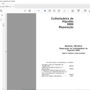 John Deere Colheitadeira de Algodao 9986 Reparacao MANUAL TECNICO - PDF DOWNLOAD (Portuguese)