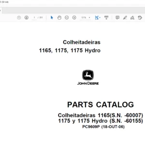 John Deere Colheitadeiras 1165 1175 1175 Hydro PARTS CATALOG MANUAL - PDF DOWNLOAD