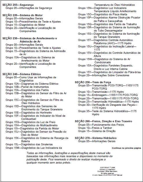 John Deere Colheitadeiras 1165 1175 e 1175 Hydro Operacao e Testes MANUAL TECNICO - PDF DOWNLOAD - Image 3