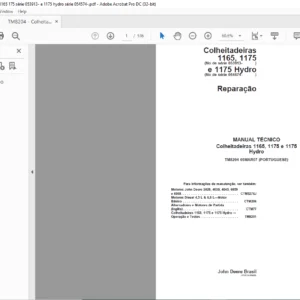 John Deere Colheitadeiras 1165 1175 e 1175 Hydro Reparacao MANUAL TECNICO - PDF DOWNLOAD (Portuguese)