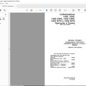 John Deere Colheitadeiras 1450 1550 1450 CWS 1550 CWS 1450 WTS e 1550 WTS Operacao e Testes MANUAL TECNICO - PDF DOWNLOAD (Portuguese)