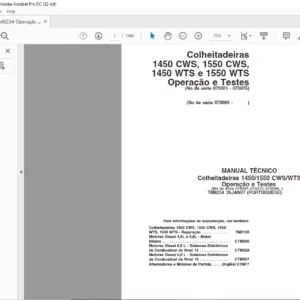 John Deere Colheitadeiras 1450 CWS 1550 CWS 1450 WTS e 1550 WTS Operacao e Testes MANUAL TECNICO - PDF DOWNLOAD