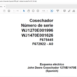 John Deere Combine 1270E 1470E F675445 A0 Electric Schematic Spanish PDF