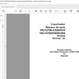 John Deere Combine 1270E 1470E IT4 F678538 A0 Electric Schematic Spanish PDF