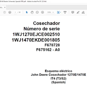John Deere Combine 1270E 1470E IT4 T3 S2F678728 A0 Electric Schematic Spanish PDF
