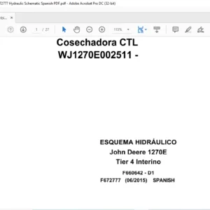 John Deere Combine CTL 1270E Tier 4 Interim F672777 Hydraulic Schematic Spanish PDF