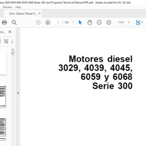 John Deere Diesel Engine 3029 4039 4045 6059 5068 Series 300 ctm70 Spanish Technical Manual PDF