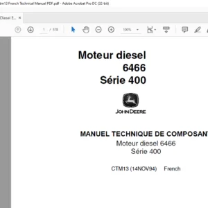 John Deere Diesel Engines 6466 Series 400 ctm13 French Technical Manual PDF