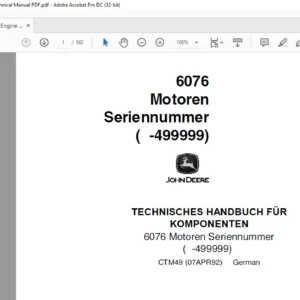 John Deere Engine 6076 ctm49 German Technical Manual PDF