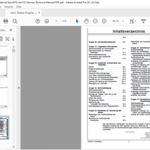 John Deere Engine Natural Gas 6076 ctm123 German Technical Manual PDF