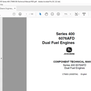 John Deere Engines Dual Fuel 6076AFD Series 400 CTM93 EN Technical Manual PDF