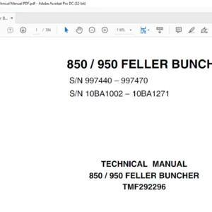 John Deere Feller Buncher 850 950 tmf292296 Technical Manual PDF