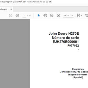 John Deere Forest Machine Head H270E F077022 Diagram Spanish PDF