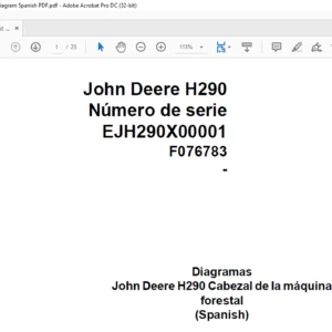 John Deere Forest Machine Head H290 F076783 Diagram Spanish PDF