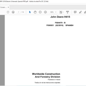 John Deere Forest Machine Head H415 F690951 2016 Electric Schematic Spanish PDF