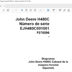John Deere Forest Machine Head H480C F076596 Diagram Spanish PDF