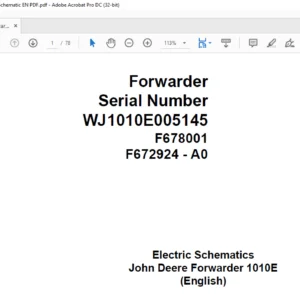 John Deere 1010E Forwarder Electrical Wiring Diagram Manual PDF