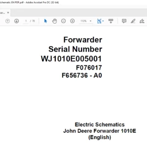 Electric Schematic for John Deere 1010E Forwarder Manual PDF Download