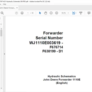 John Deere Forwarder 1110E Harvester Head Hydraulic Schematic Manual - PDF DOWNLOAD