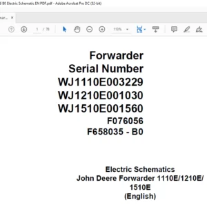 John Deere 1110E 1210E 1510E Forwarder Electrical Wiring Diagram PDF