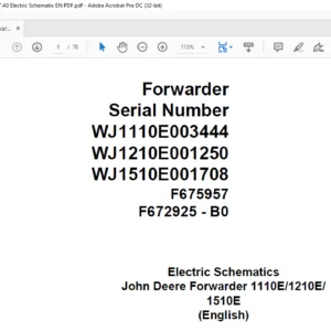 Electric Schematic Manual for John Deere 1110E/1210E/1510E Forwarder PDF