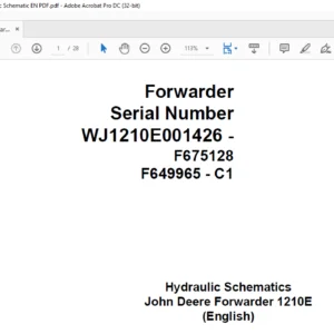 John Deere Forwarder 1210E Harvester Head Hydraulic Schematic Manual - PDF DOWNLOAD