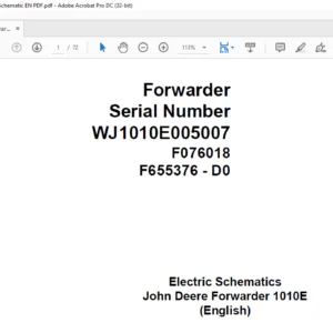 John Deere 1910E Forwarder Electrical Schematic Diagram Manual PDF Download