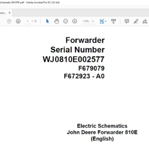 John Deere Forwarder 810E Electric Schematic Manual - PDF DOWNLOAD