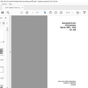 John Deere Front Axle APL 045 AS ctm4514 Holland Technical Manual PDF