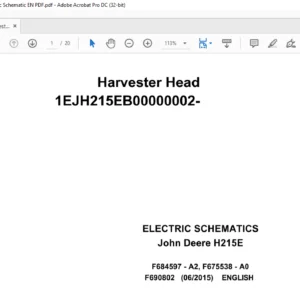 John Deere H215E Harvester Head Hydraulic Diagram Manual PDF Download